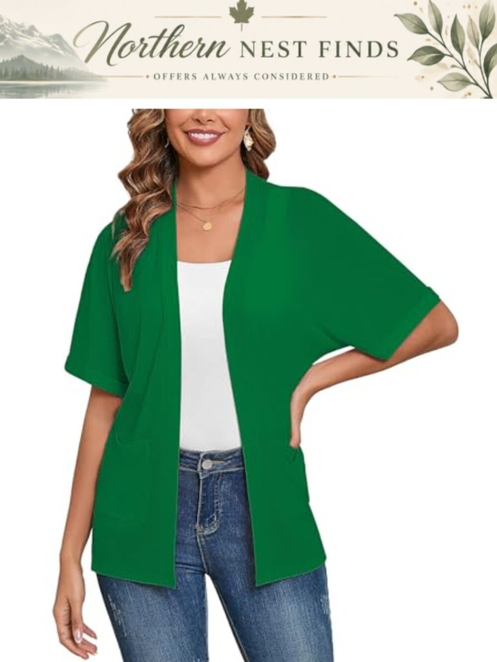 Lightweight Open Front Cardigan Short Sleeve Kimono Cover Up with Pockets